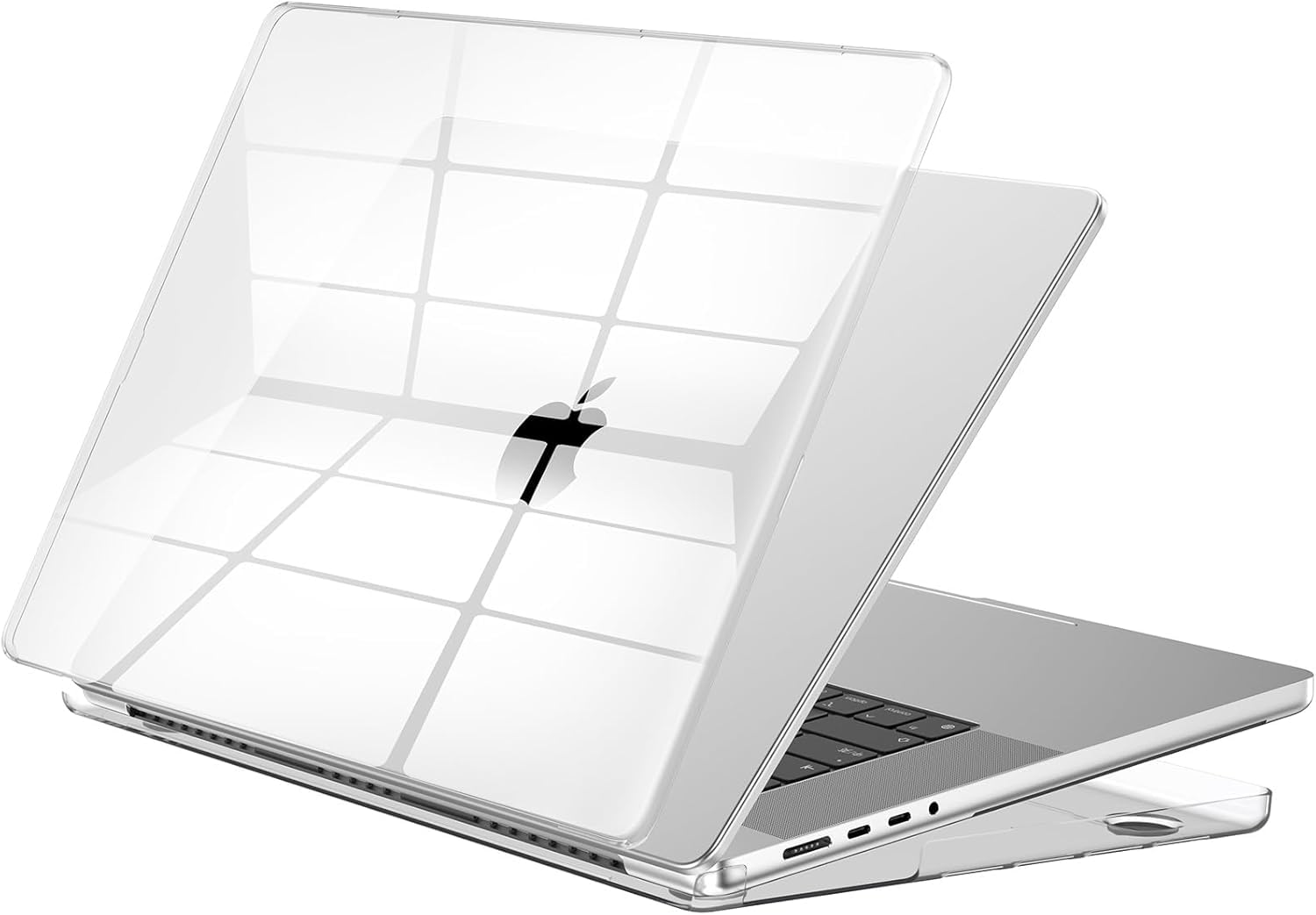 EooCoo Cover compatibile con MacBook Pro 16 Pollici 2021-2024 Pro Max M4 A3186 A3403 / M3 A2991 / M2 A2780 / M1 A2485 con Touch ID, Custodia Rigido in Plastica Liscia e Lucida - Cristallo Trasparente