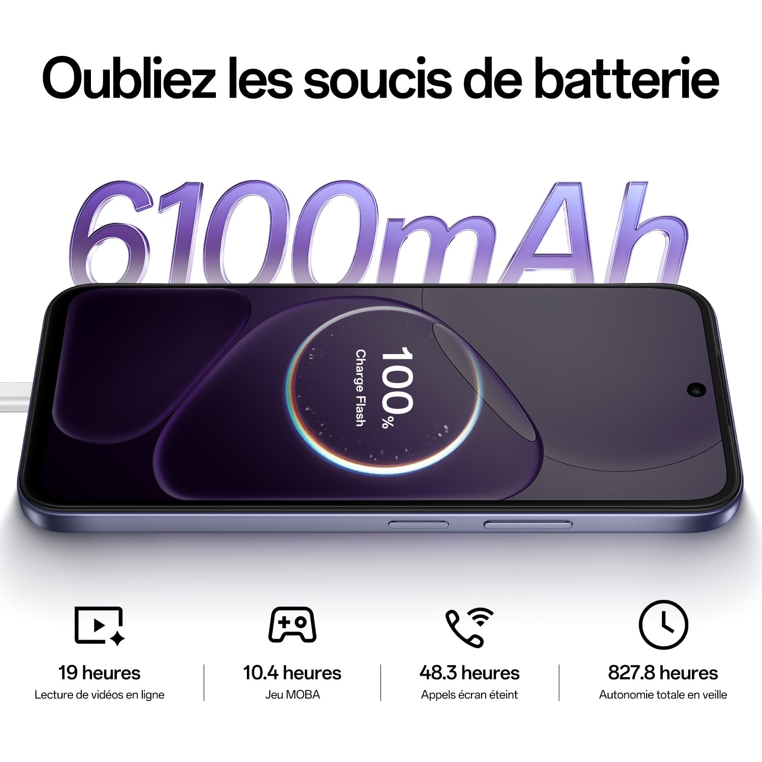 OPPO A6x 5G Téléphone Portable Débloqué, 128 Go, 4 Go RAM, Noir Violet
