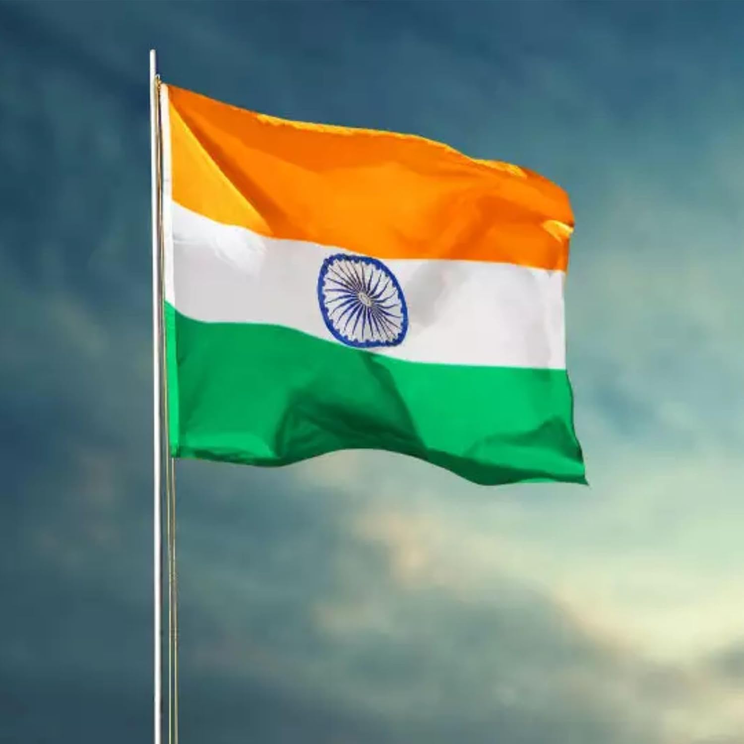 Indian Flag TIRANGA (1 Piece)(Size-3 Feets X 4.5 Feets) Satin Fabric-image-19