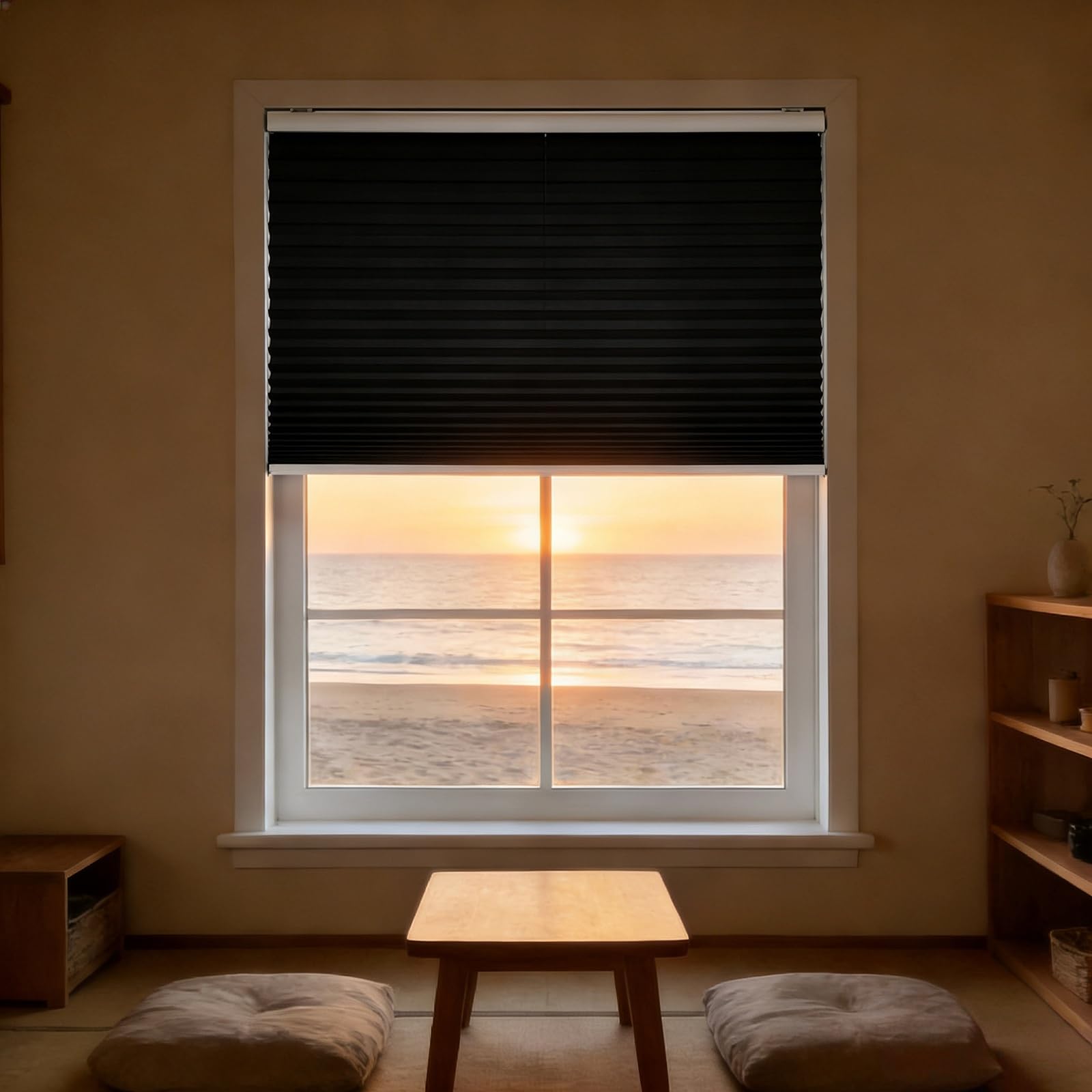 Store plissé opaque contre le vis-à-vis et le soleil sur fenêtre 100x20
