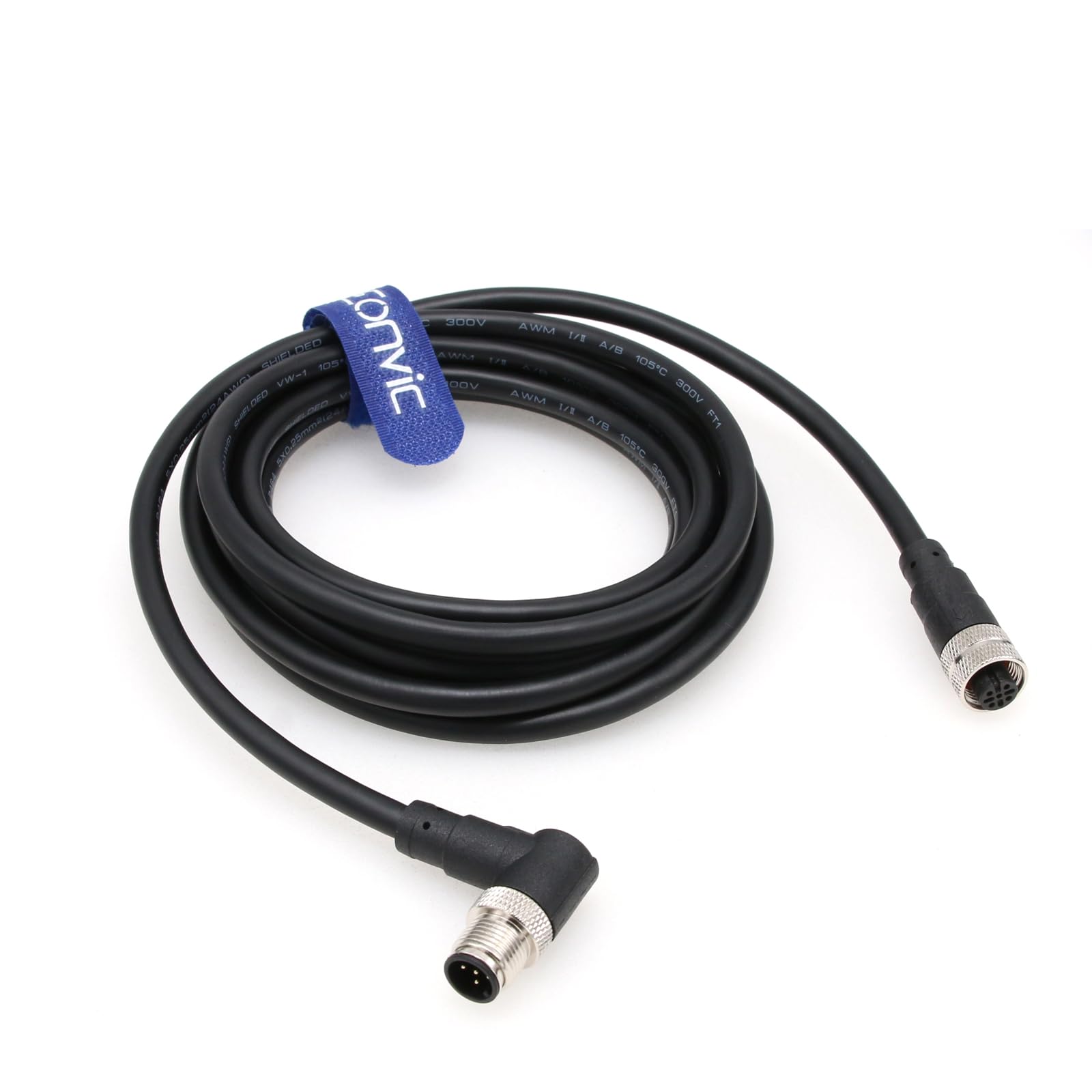Eonvic Industrial M12 5 Pin Male Right Angle to Straight Female Aviation Sensor Connector Electrical PVC Cable 2M - Image 3