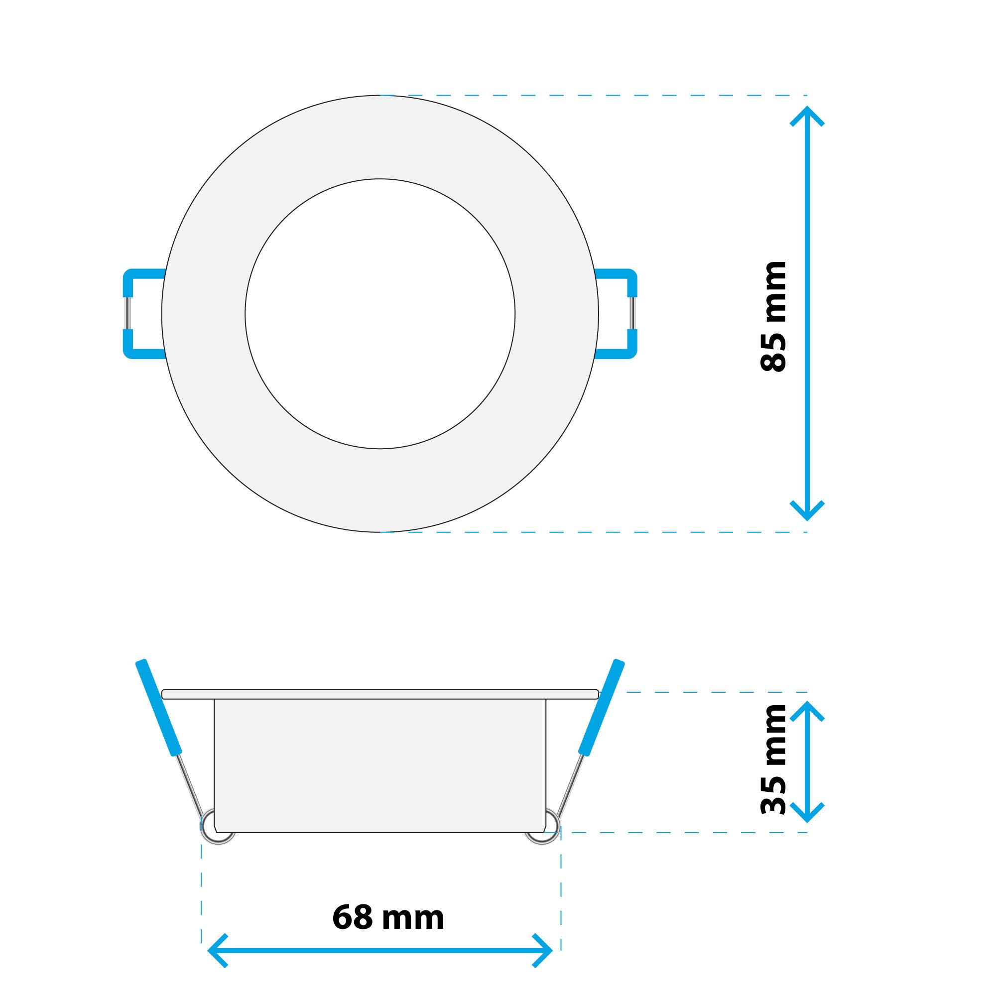 Maxkomfort 12x IP44 LED Bad Einbaustrahler 230V sehr flach 5,5W RUND Einbauspot Einbauleuchte Einbaulampe Deckenlampe Deckenstrahler Dusche
