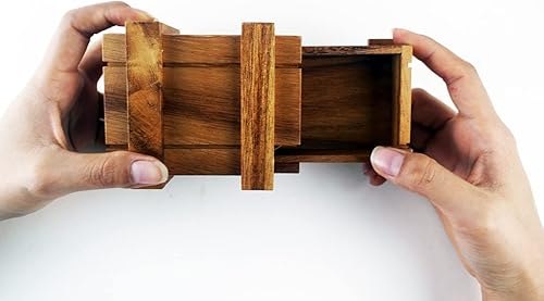 Miniatura 3 de Caja de madera 3D rompecabezas secreto desenvuelve una caja de regalo oculta con un alijo o compartimentos para un amante de los rompecabezas de la