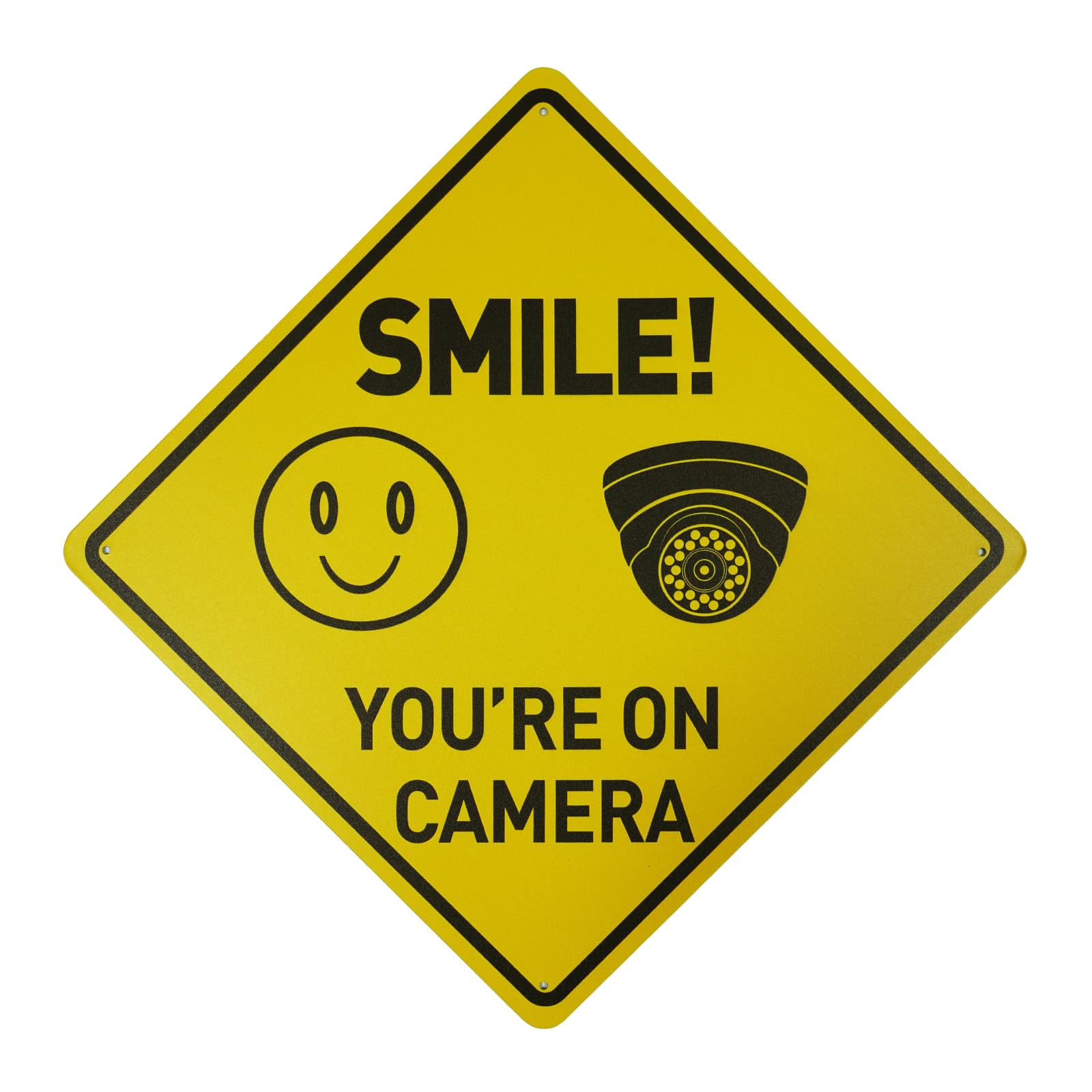 Smile You're On Camera Signs - 12"x12" Rust Free Aluminum Video Surveillance Signs for Home, Business, Yard