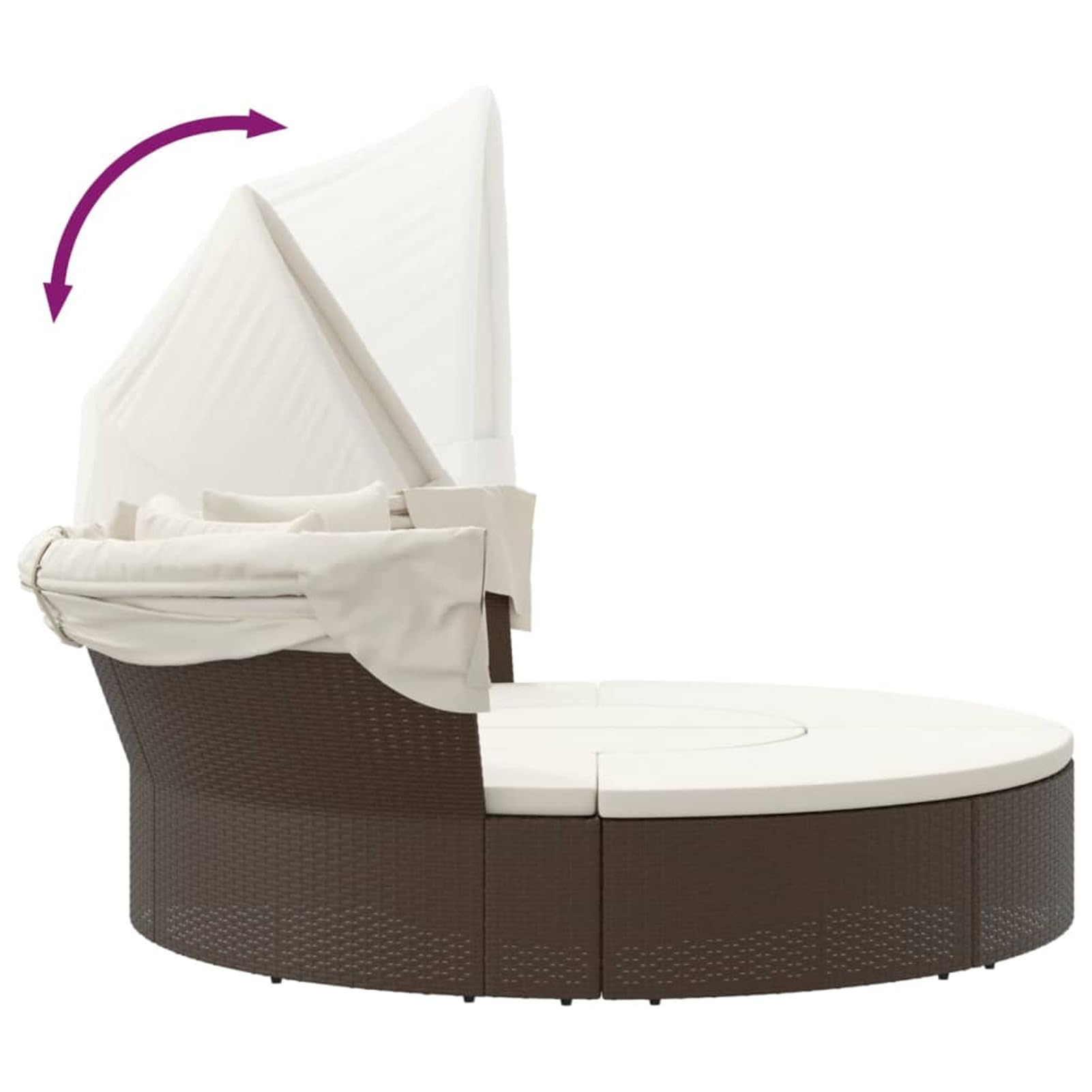 Homgoday Lit de Repos d'extérieur avec Auvent et Coussins Résine Tressée, Bain de Soleil de Jardin, Lit de Camping pour Plage, Extérieur, Balcon, Terrasse A