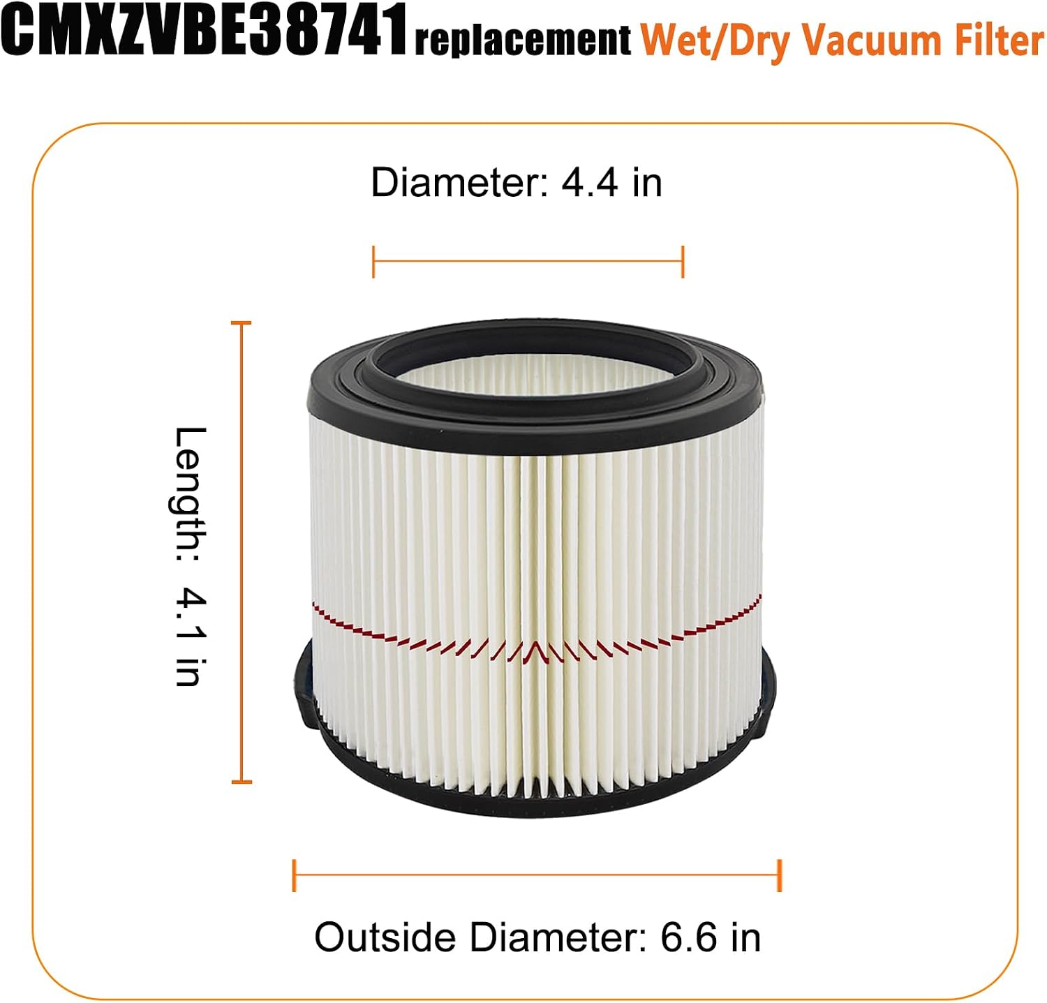 38741 Filters Replaces CMXZVBE38741 Craftsman Filter, fits CMXEVBE17040, Replaces Purple Stripe 1/2 Height Filter, Fits 3 Gallon, 4 Gallon Craftsman Shop Vacuums 1988+-2 Pack
