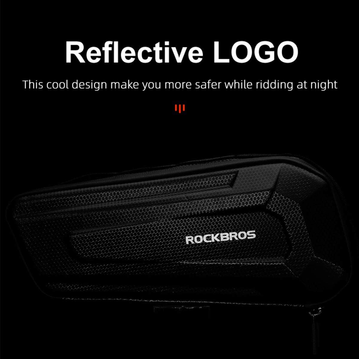ROCKBROS Sacoche de Cadre Vélo 2,5L, Sacoche Cadre VTT Top Tube Bag Étanche Rigide pour VTT Vélo de Route Vélo Pliant Noir