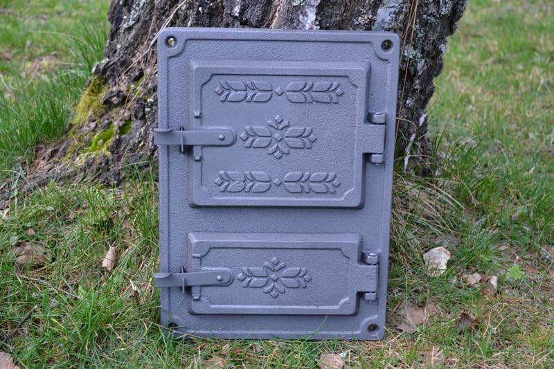 Euro Sezam DZ064-2 - Porta del forno in ghisa spessa, porta del forno per pizza, porta DZ064-2, 27,5 x 37,5 cm (grafite)
