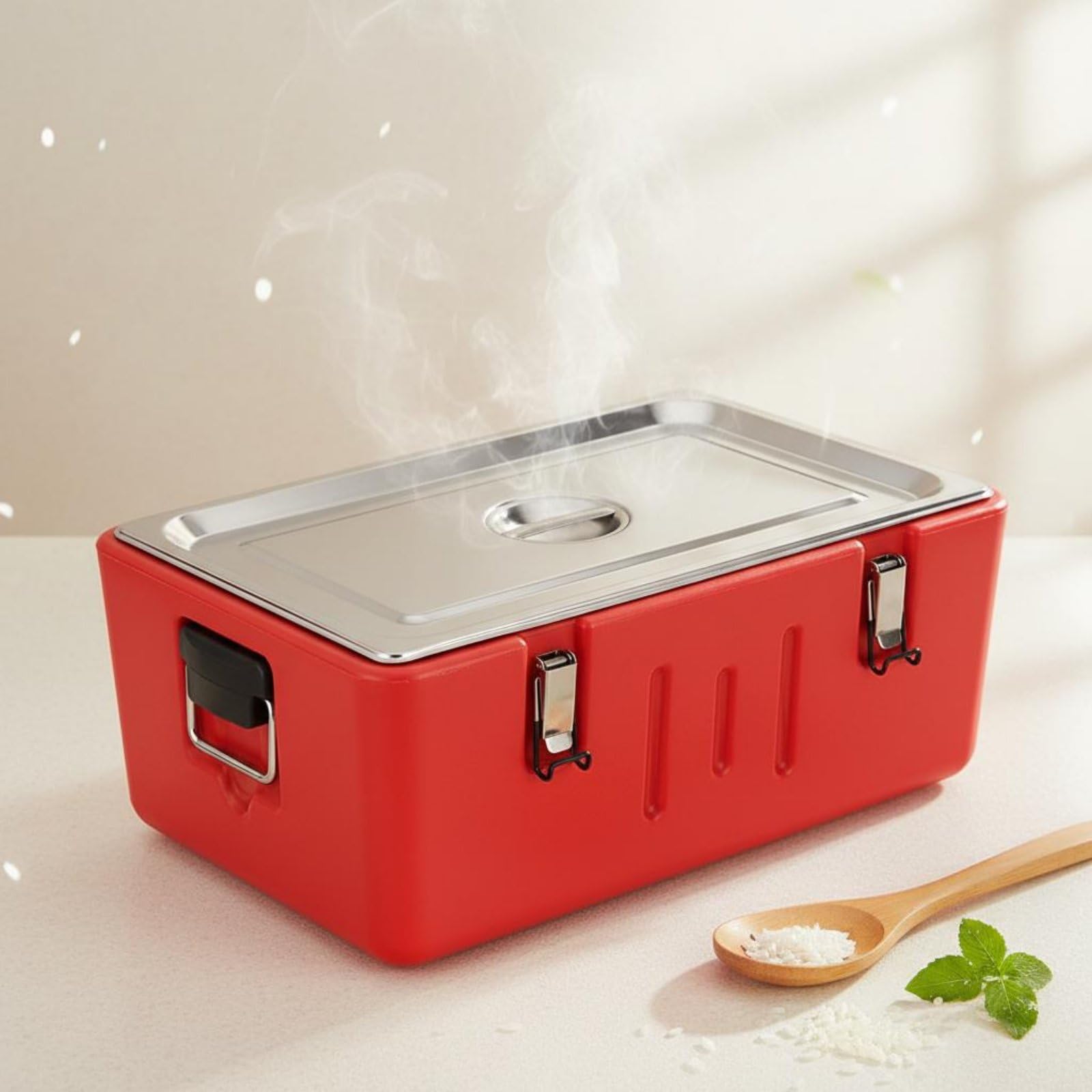 Qianly Contenedor Isotérmico con Bandejas Gran Capacidad Transportador de Alimentos Aislado Nevera Portátil para Vendedores Ambulantes, Restaurantes, Removable 4 Grids