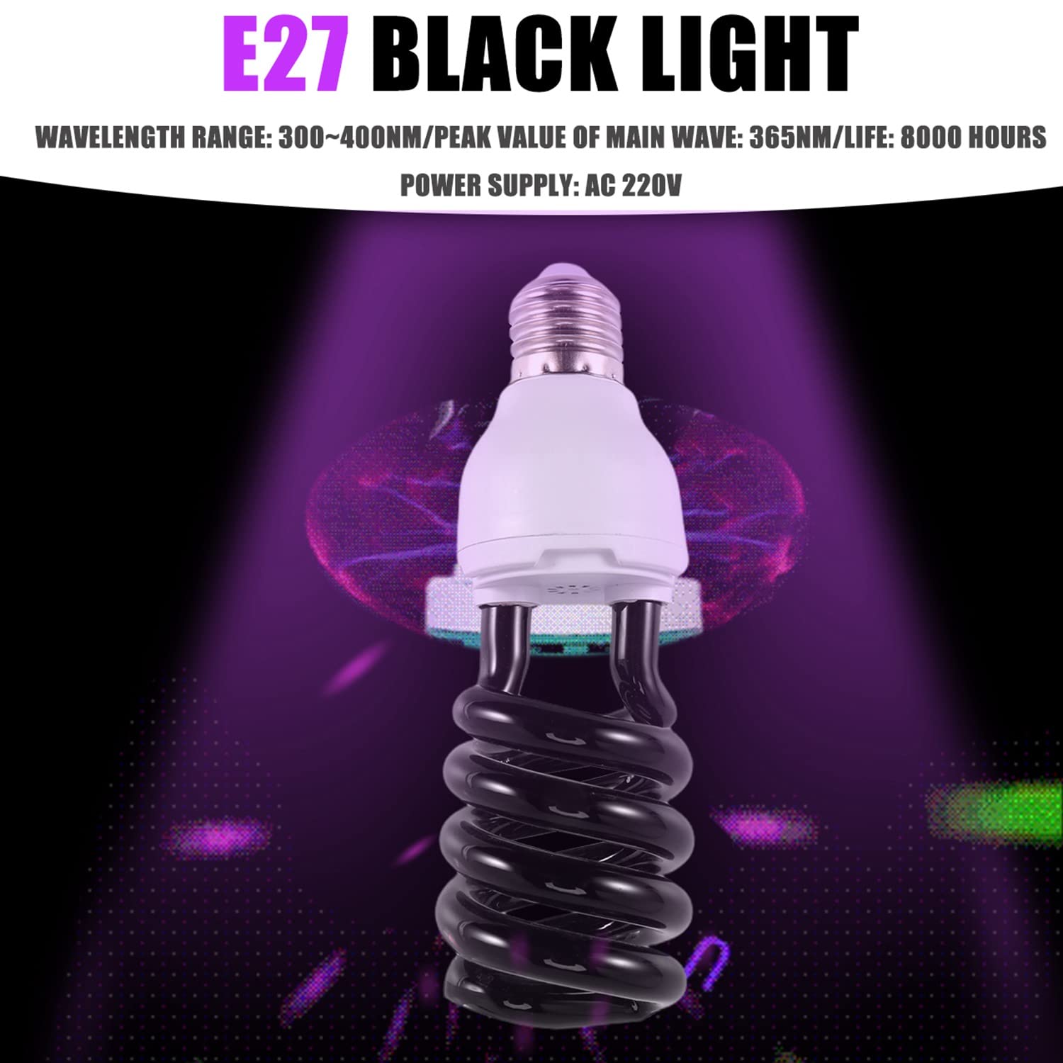 40W E27 UV Light Bulb Ultraviolet Fluorescent Blacklight CFL