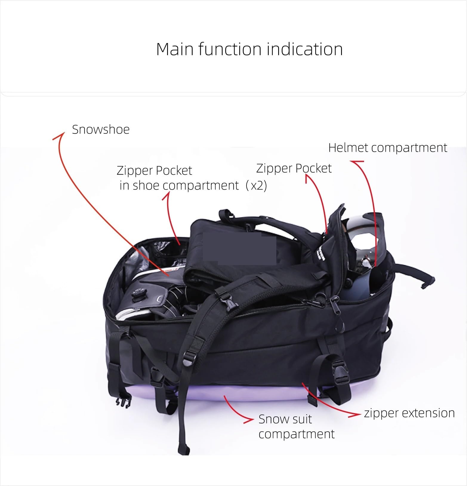 Skischuhtasche 55L Ski Snowboard Rucksack Rollschuhe Taschen Ski Helm Tasche Ski Schuh Tasche(Purple)