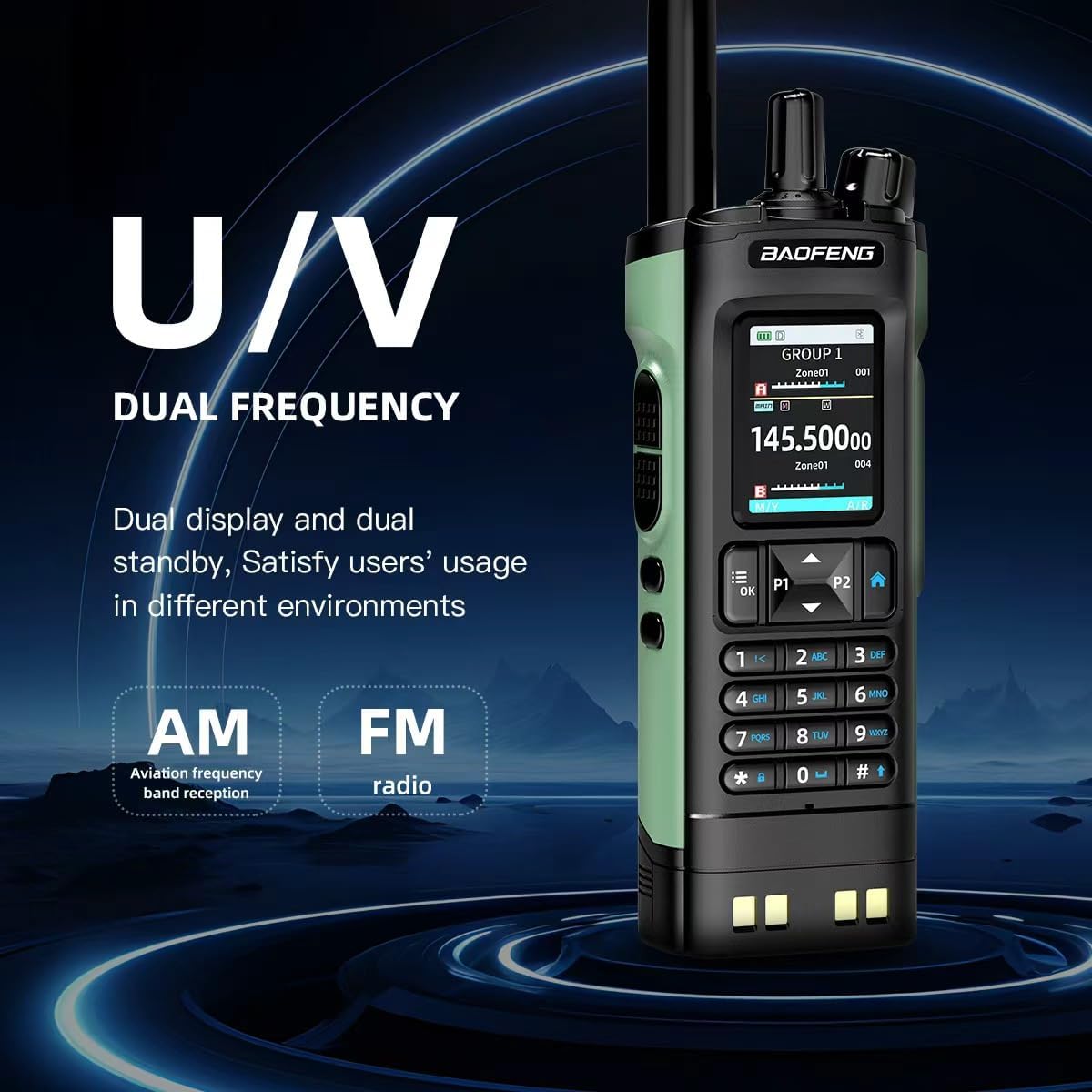Baofeng DM-32UV Digital Analog Dual Band Two Way Radio, 10W UHF VHF DMR GPS Ham Radio with APRS, Type-C Charging, Wireless Copy, 4000 Channels, NOAA Weather Alert