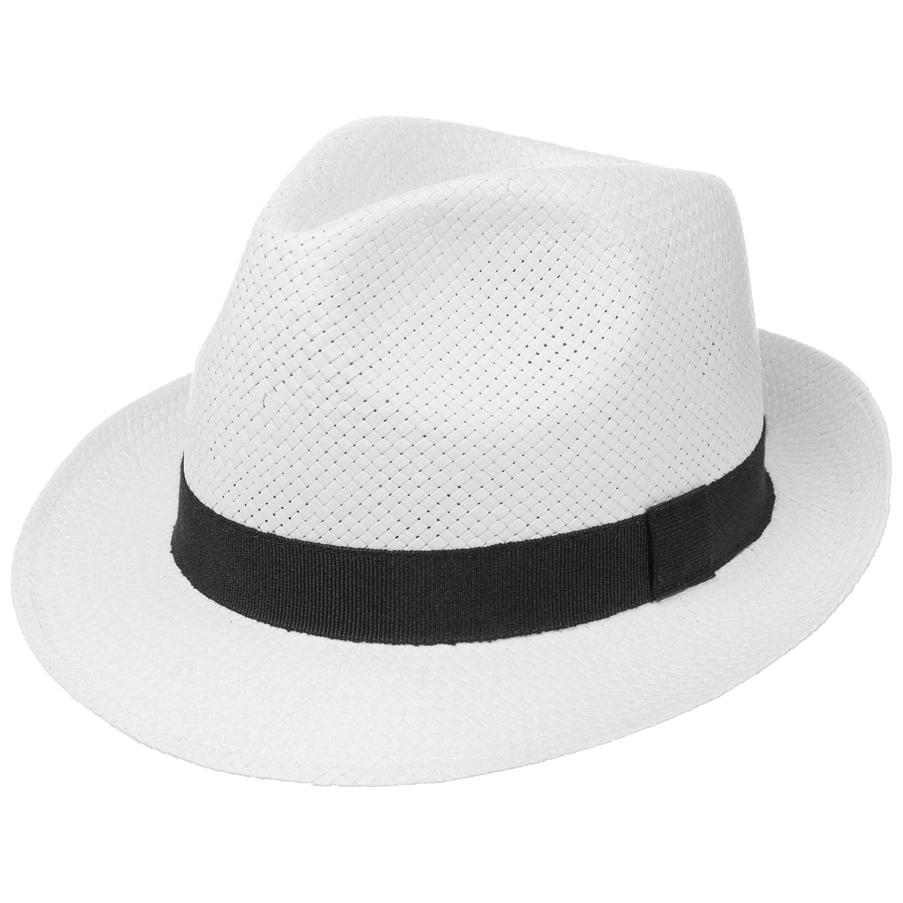 Lipodo Women's White City Trilby /Men - Hat Made Of 100% Straw - Sun Hat In Made In Italy - Straw Hat With Grosgrain Ribbon - Spring/Summer - (60-61 Cm) Size 7