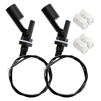 2 PCS M12 10W Water Liquid Level Sensor, Horizontal Float Switch, PP Side-Mounted Water Level Sensor Controller, with Spring Wire Connectors, for Fish Tank Pool, Black