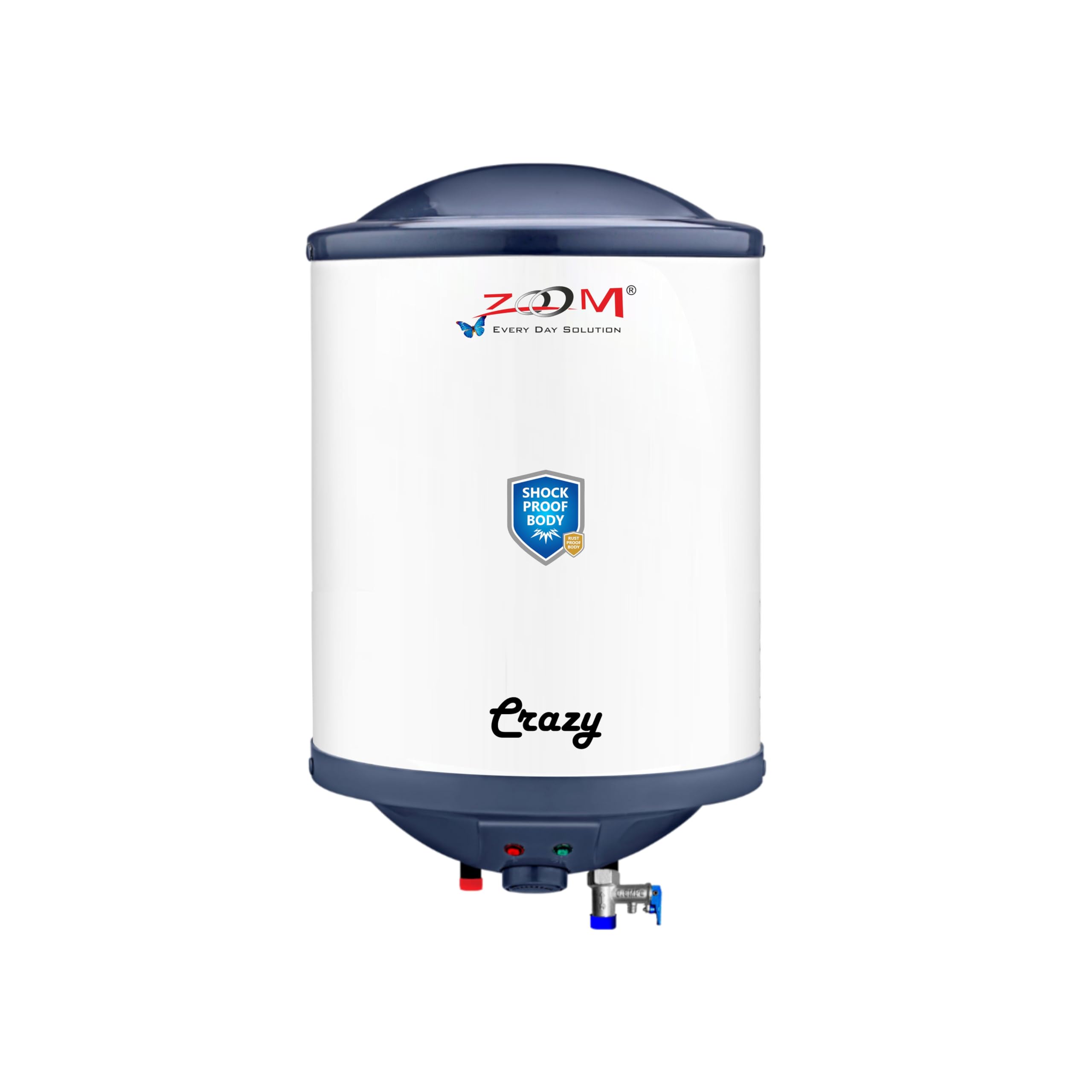 zoom crazy 6 litre storage water heater electric geyser for home/kitchen/bathroom | 5 star rating (bee) | shock proof abs body | glassline tank | 8.5 bar pressure | 2 kw | 2 + 7 year warranty