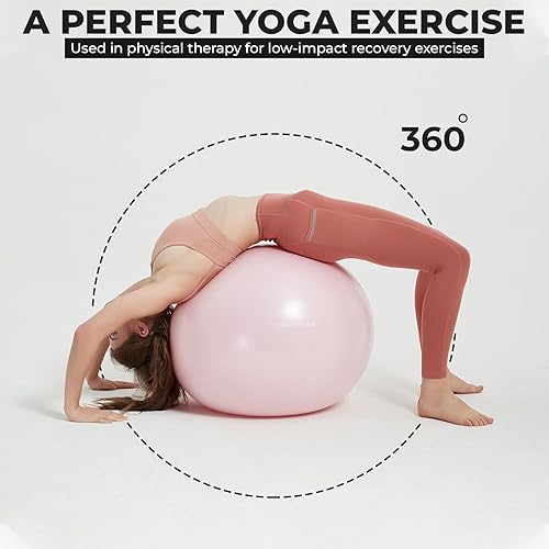 Miniatura 9 de Silla de pelota de ejercicio con bandas de resistencia, silla de oficina de pelota de yoga con base de estabilidad para gimnasio en casa, pelota de