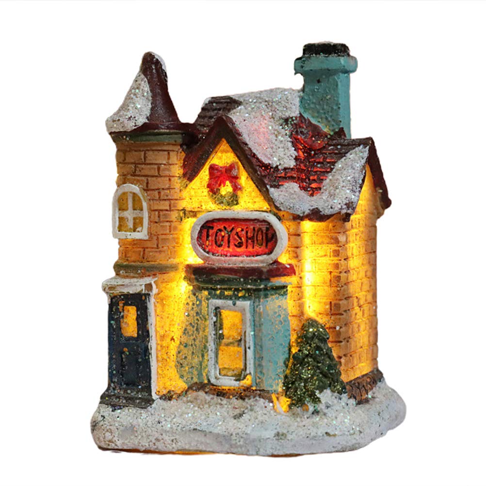 Gmuret Christmas Town Winter Village with LED lighting, Christmas decorations resin Christmas village