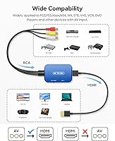 Vista 3 de Adaptador RCA a HDMI, convertidor Viagkiki AV a HDMI, convertidor de audio compuesto RCA a HDMI para PS1, PS2, PS3, STB, Xbox, VHS, VCR, Azul