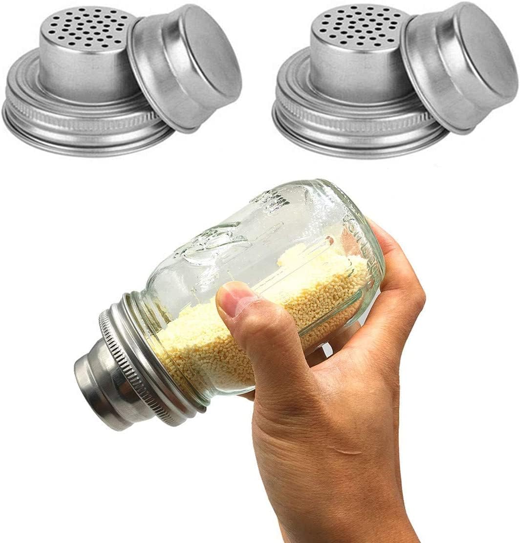 2 Pack Mason Jar Shaker Lids 304 Stainless Steel with