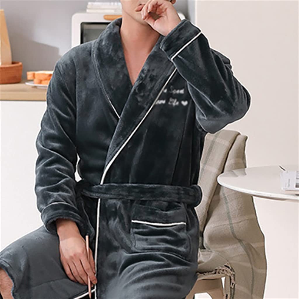 Amazon.co.jp: バスローブシーズンメンズローブ秋冬厚着バスローブ