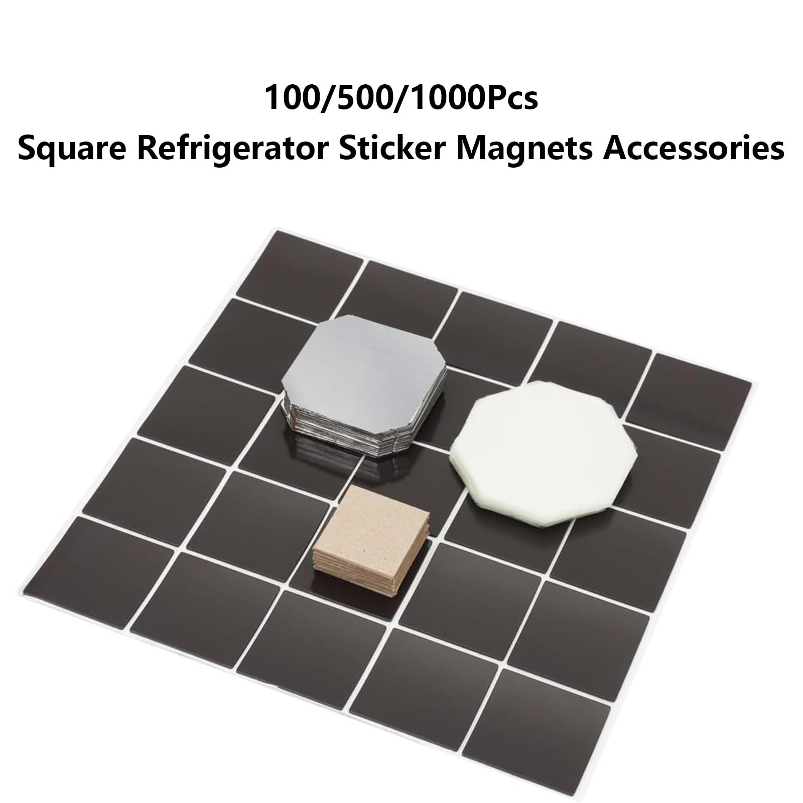 2X2 cale kwadratowy magnes na lodówkę Materiały eksploatacyjne 100/500/1000 zestawów Materiały magnetyczne z przezroczystą folią Magnes z metalową skorupą Tektura(500Sets)