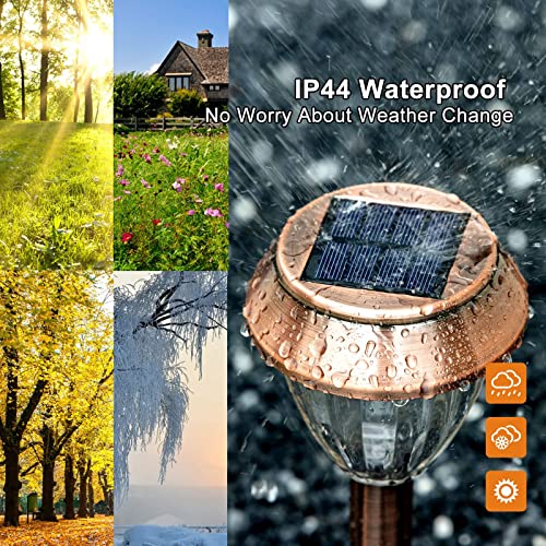 Solatino Solar Pathway Lights Outdoor Waterproof 6 Pack Solar Powered Garden Lights Bright Up To 12 Hrs Yard Light Led Landscape Lighting Decorative Copper Stainless Steel Walkway Light, Warm White #TOP5