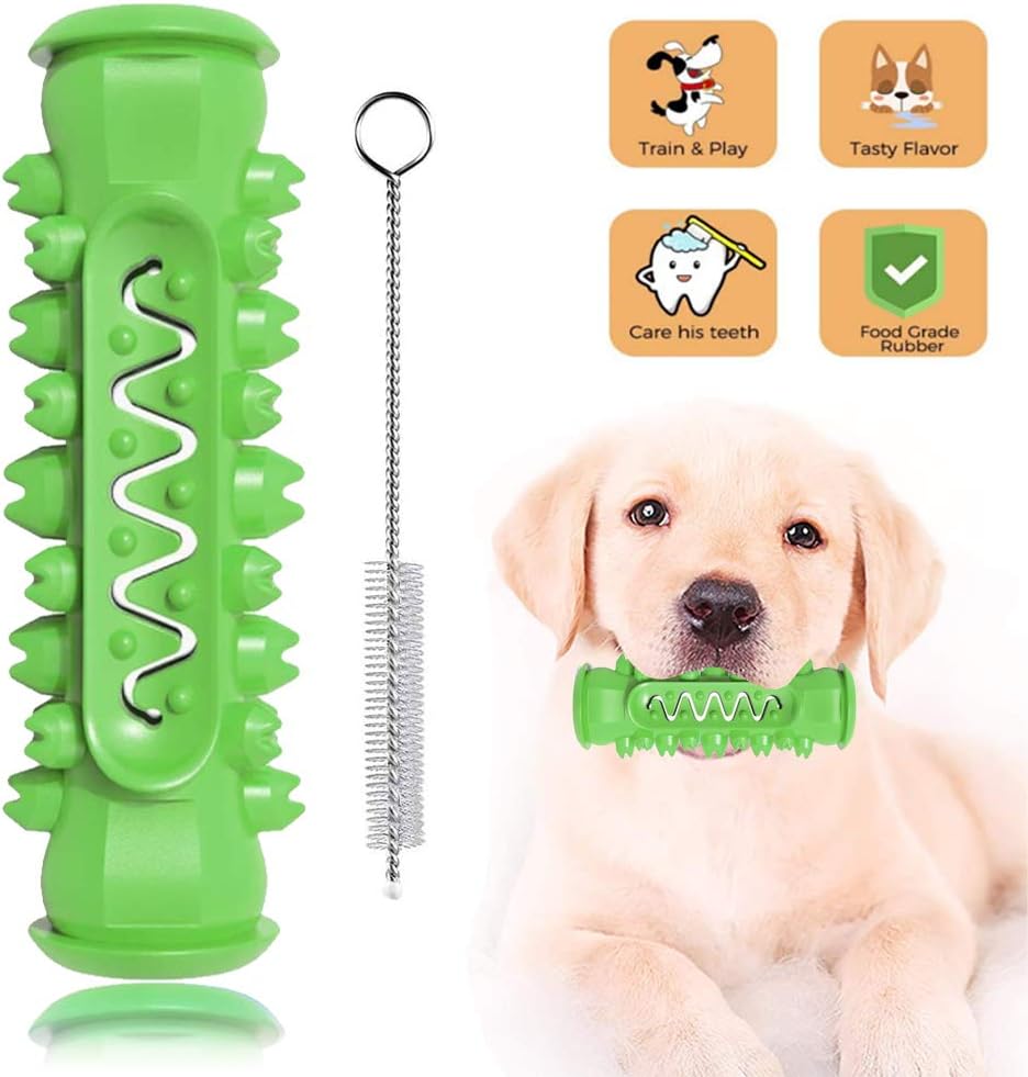 Dog Toothbrush Chew Toy Indestructible Non-Toxic Nylon and Natural Durable Rubber Chewing Teeth Cleaning Toys for Small Medium Dogs Pet…
