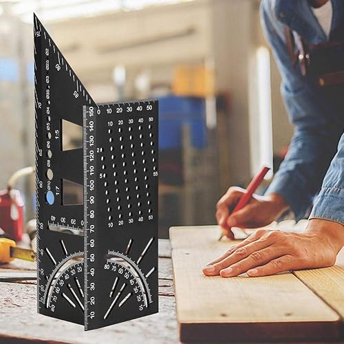 Miniatura 2 de Regla de ángulo de inglete de tamaño cuadrado para carpintería, medidor de medición de inglete 3D, herramienta de medición de guía de línea de marca