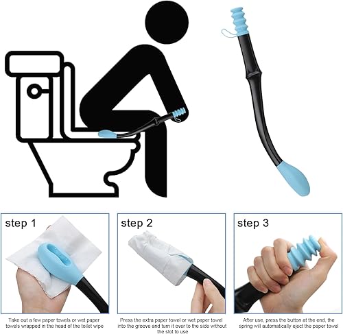 Miniatura 3 de Ayudas de inodoro para limpiar  Juego de cepillos de baño de largo alcance para limpiar los glúteos, herramienta de baño para discapacitados,