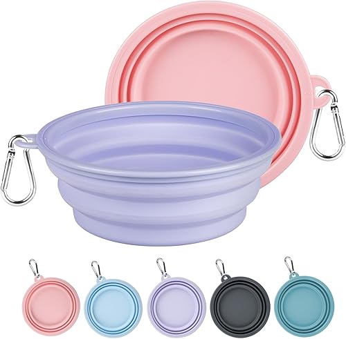 Kytely Tazones plegables para perros medianos (22.0 fl oz), paquete de 2 tazones de viaje para perros y gatos, tazón portátil para alimentos de agua