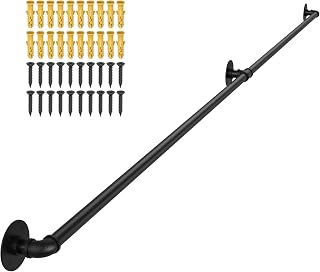 Stair Railing Indoor Hand Rails for Outdoor Steps, Pipe Metal Handrail, 8ft
