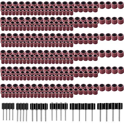 SIQUK 384 Piezas Tambores de Lijado incluso 360 Piezas Bandas de Lija y 24 Piezas Mandriles de Tambor para Herramienta Rotatoria Dremel