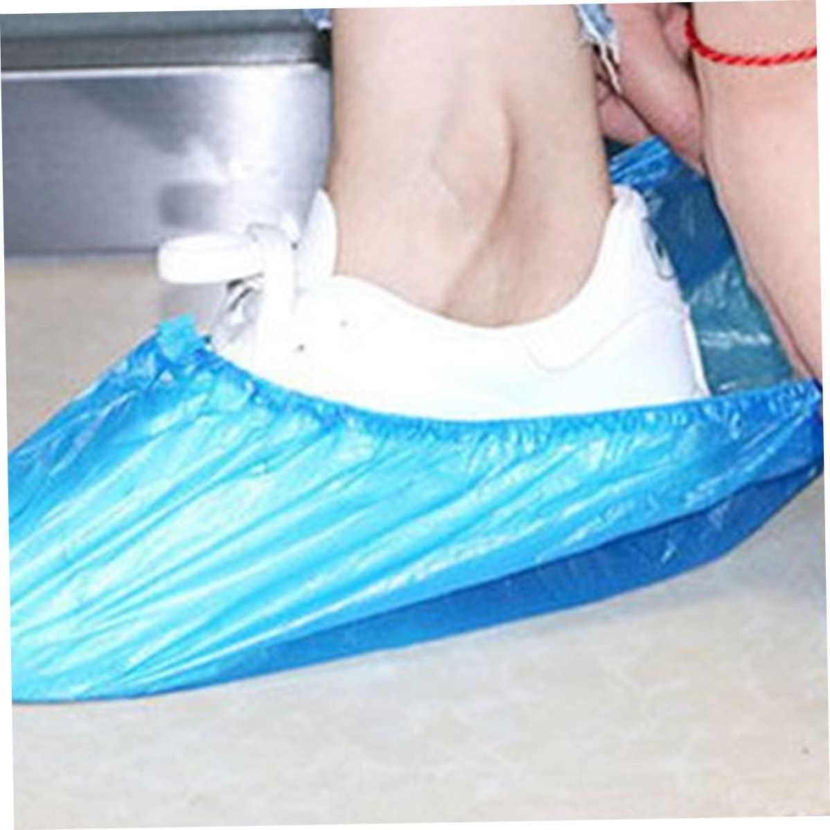 Disposable Shoe Covers Plastic Waterproof Boot Covers Dustproof Non Slip Overshoes 100PCS Floor Protector Overshoes Plastic Dustproof Boot Cover Non Slip Disposable