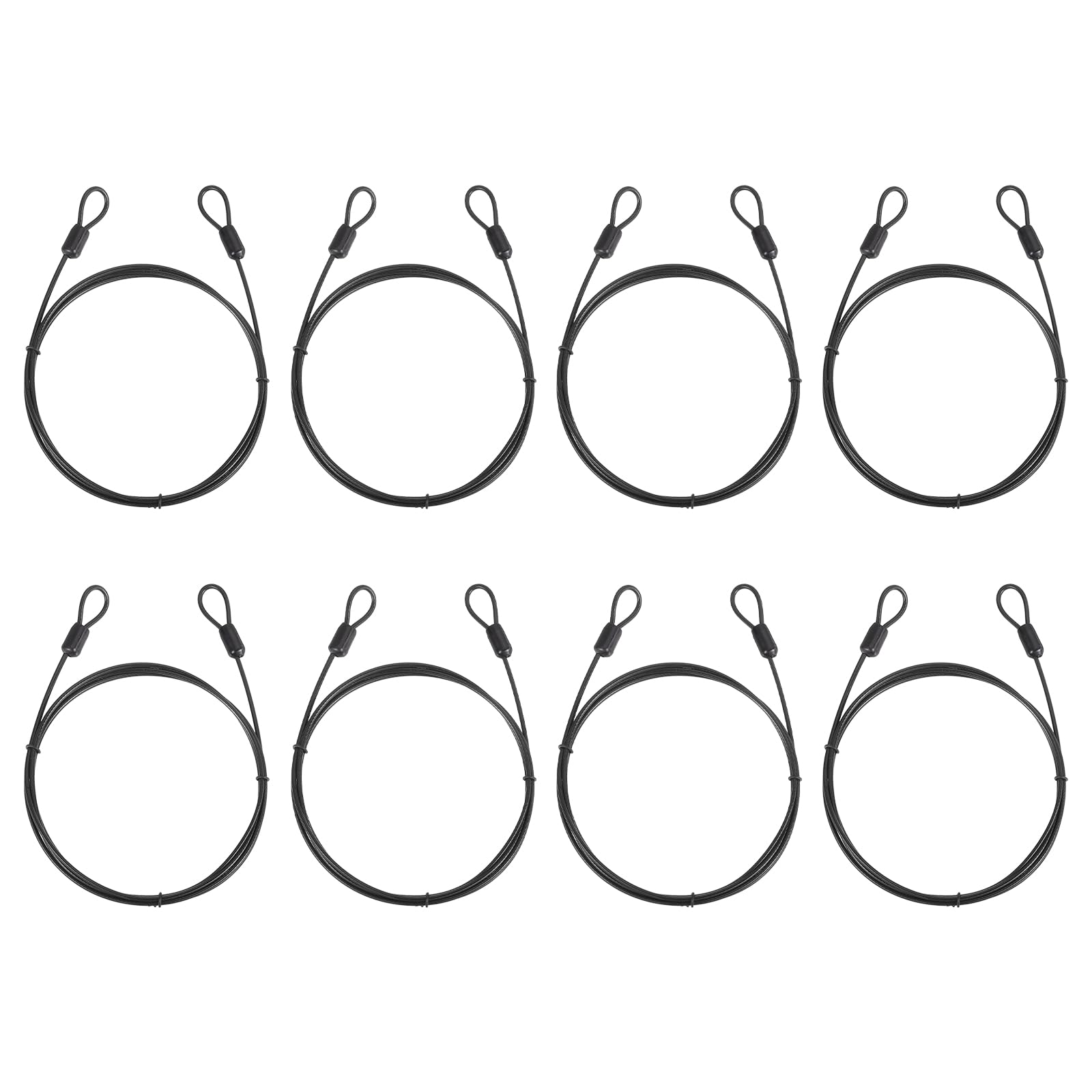 PATIKIL Security Cable (1.5m x 2.5mm, Gray)(8 Pcs) Braided Stainless Steel Safety Cable Wire Ropes Luggage Lock with Double Loops, Suit for - Suitcase/Bicycle/Cabinets