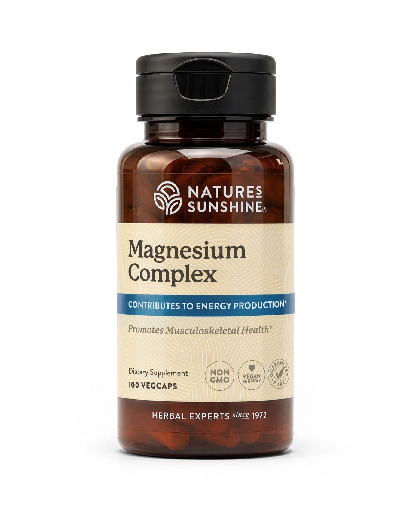 Nature’s Sunshine Magnesium Complex - High Potency Magnesium Supplement with Citrate & Malate for Relaxation, Optimal Absorption, Muscle Function, Energy Production - 50 Servings (100 Capsules)