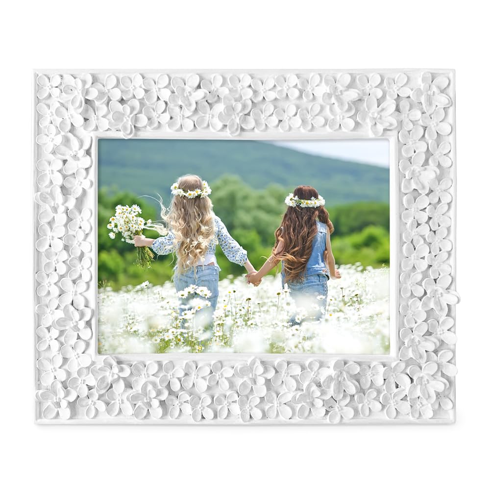 Amazon.com - Isaac Jacobs 5x7 White Flower Textured Hand-Crafted