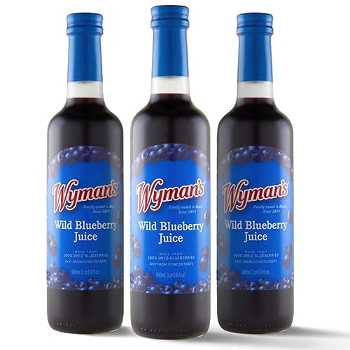 Wyman's Jugo de arándanos silvestres, 100% jugo, sin azúcar añadido, no de concentrado, botella de vidrio, 16.9 fl oz (paquete de 3)