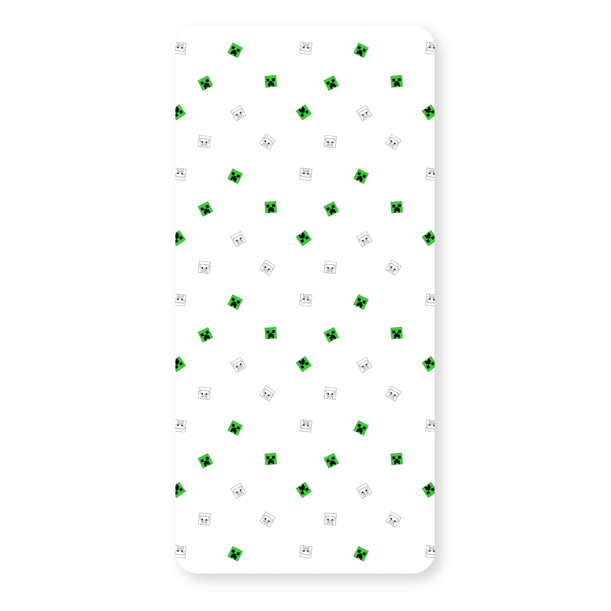 Minecraft Official Single Fitted Bedsheet | Grids Design | Designed for Single Beds | Soft Polyester with Elastic Edge | Perfect for Kids Bedroom | Green and White