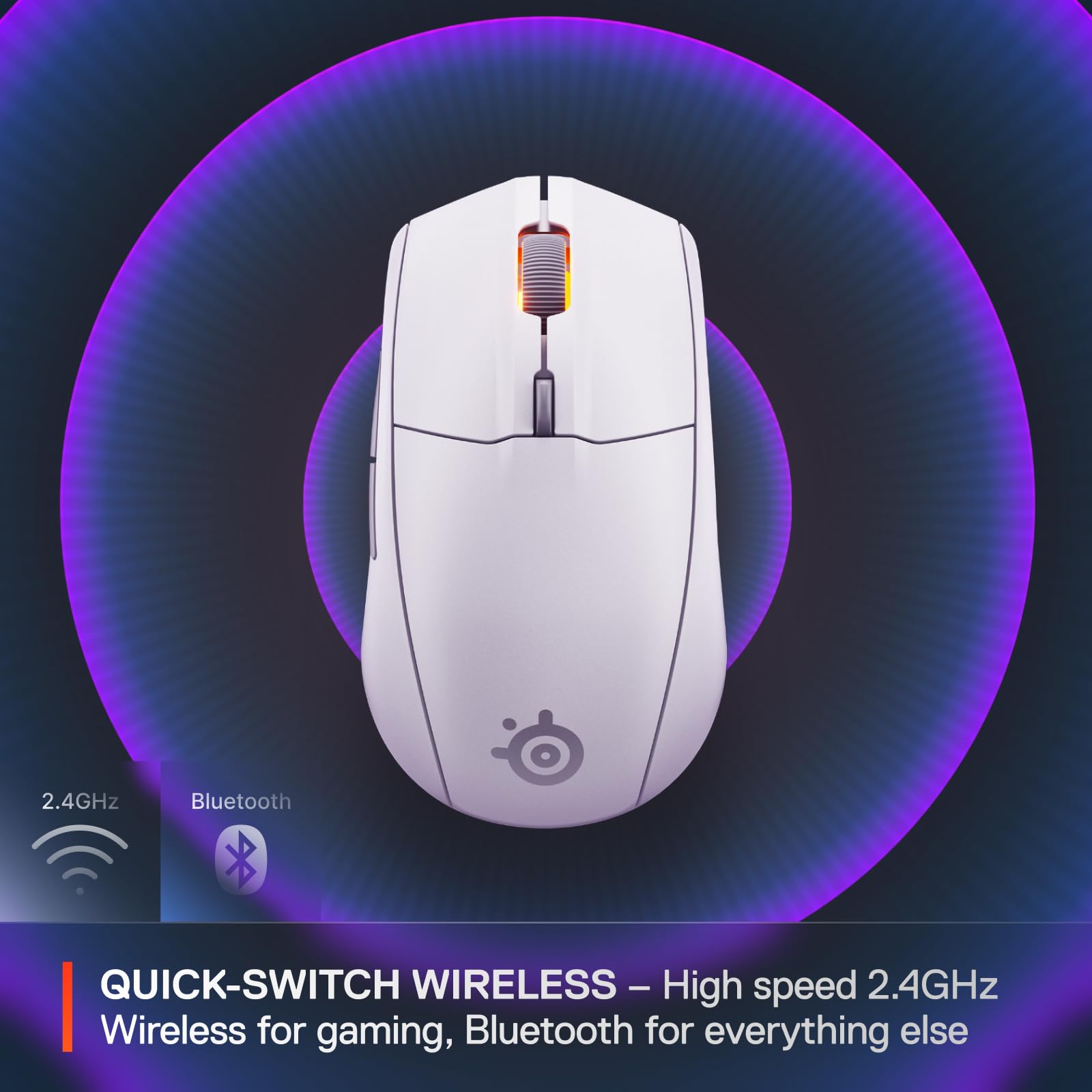 SteelSeries Rival 3 Souris de Jeu sans Fil Gen 2 – 2,4 GHz et Bluetooth – Capteur Optique TrueMove Air 18 000 DPI – Durabilité de 60 Millions de clics – Légère – Pieds 100% PTFE – Blanc