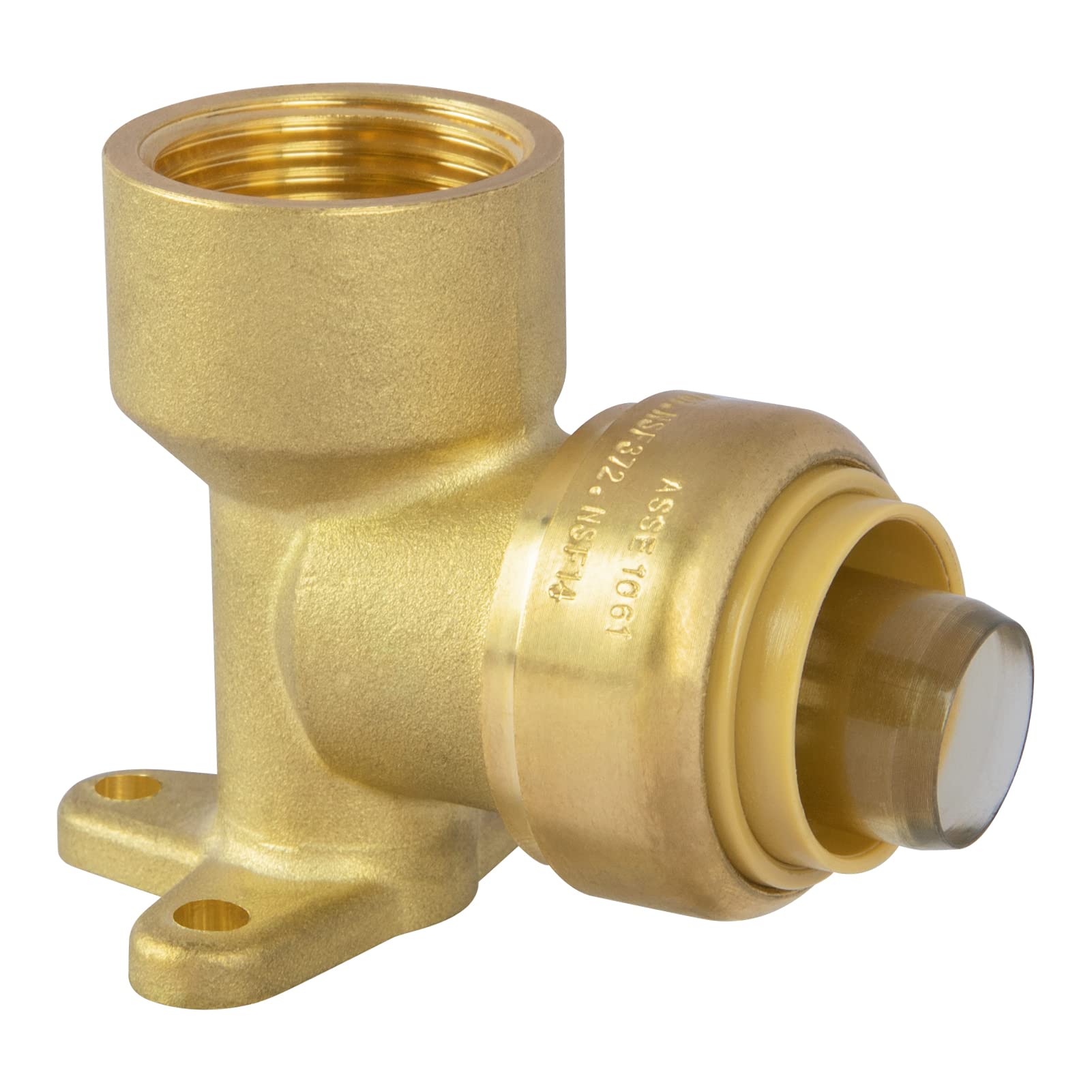 1/2" to 1/2" NPT Female Drop Ear Elbow, Push to Connect Brass Plumbing Fitting for PEX, Copper, CPVC Pipe, Heavy Duty Pex Fitting with Upgraded Stiffener and Disconnect Clip, NSF & UPC Certified