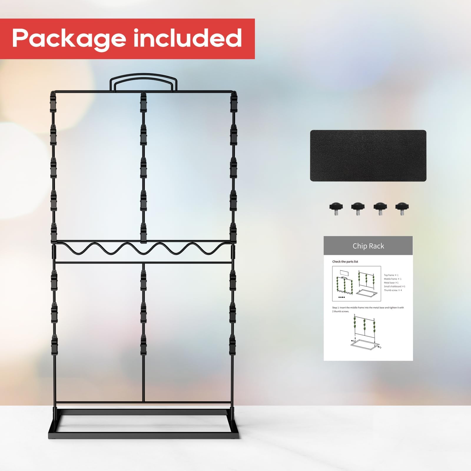 TJ.MOREE Chip Rack Display Stand, Chip Bag Holder for Party 3-Row Countertop Snack Hanger, Snack Retail Display Rack