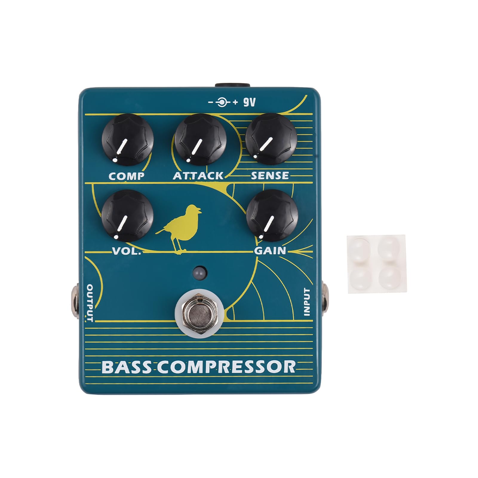 Pédale de Compresseur de Basse Pédale Compression Basse Compresseur Optique True Bypass ATTACK et SENSE Volume Boost 9 V Sortie D'entrée 6,35 Mm avec Coque en
