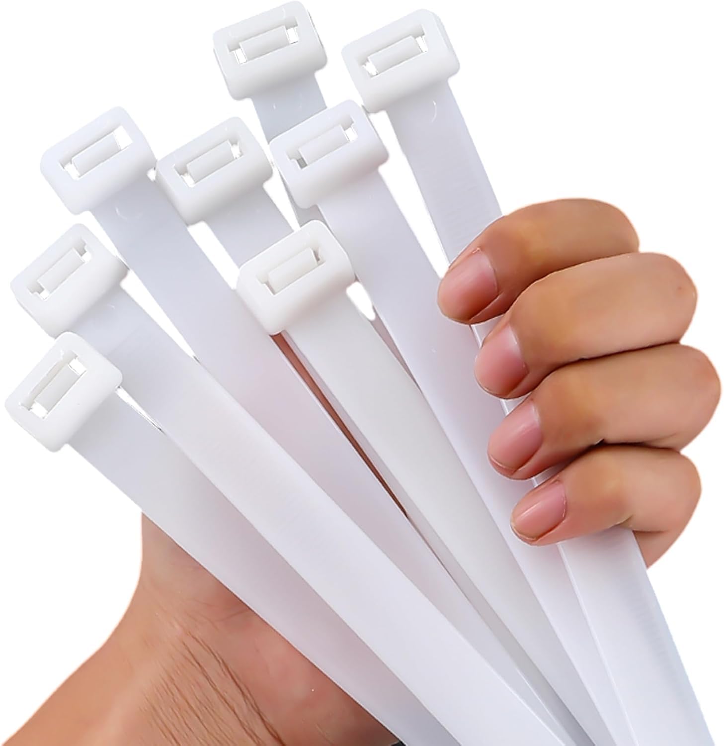 250lb White Zip Ties Heavy Duty 12 Inch Outdoor, Extra Large Cable Tie Wraps Long Plastic Wire Ties Wide Big Strong Thick Clear Zipties 50 Pack โ image 1