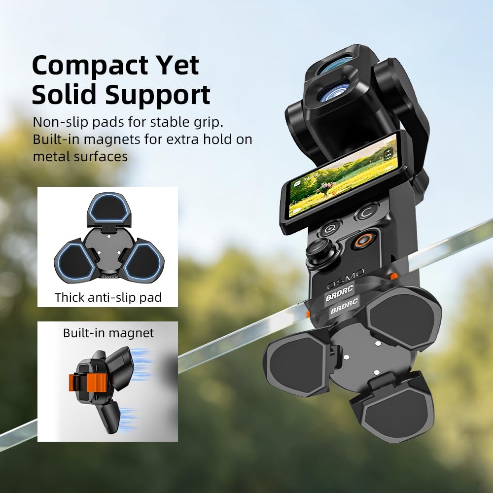 Soporte magnético para trípode la cámara para dji Pocket 4 Pro/4/3. Mini trípode de sobremesa de Aluminio Compatible con Carga rápida y Transferencia de Datos, con Apertura y Cierre automáticos.