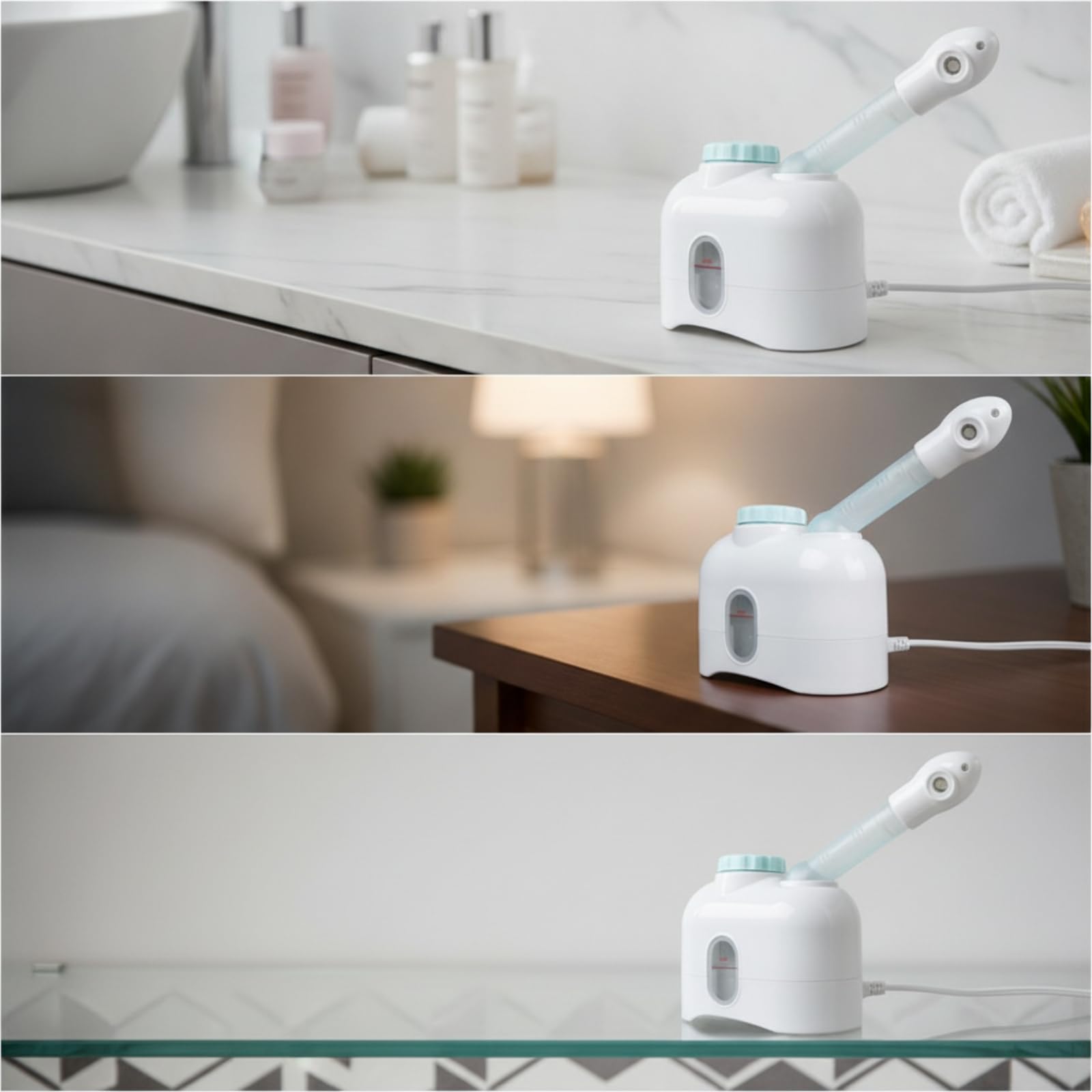 Generic Vaporizzatore Facciale a Vapore Caldo con Umidificatore Ambientale per Preparazione Skincare E Trattamenti Estetici Professionali con Tubo di Erogazione Inclinato E Coperchio Amovibile