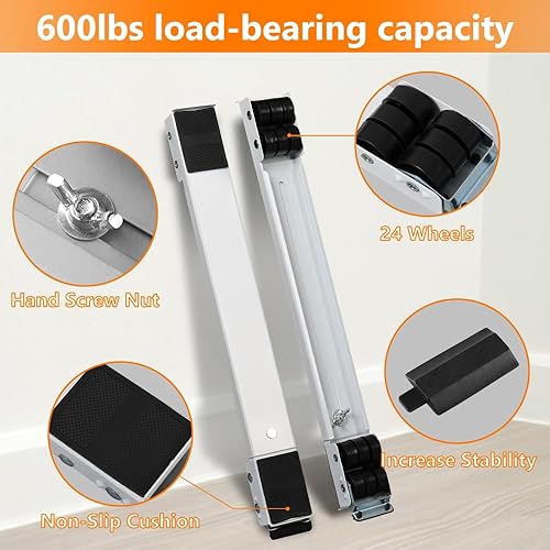Miniatura 3 de LUCKUP Rodillos de electrodomésticos resistentes, soporte extensible para lavadora, rodillos para muebles, base de nevera móvil, deslizadores de