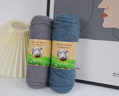 Miniatura 6 de Paquete de 3 hilos de lana de oveja 50% para tejer y tejer a ganchillo, 10.58 oz (naranja 06)