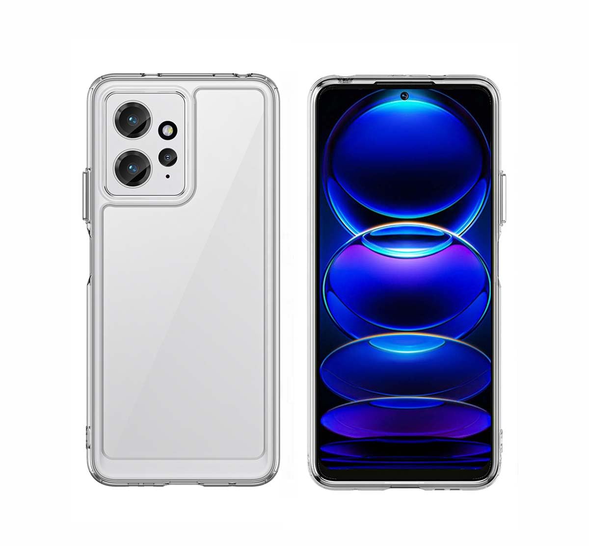 GOKEN Cover per Xiaomi Redmi Note 12 4G, Case Custodia Antiurto con Bordo in Silicone TPU Morbido, Retro in PC Rigido Semi-Trasparente Grigio Opaco, con Anello di Supporto -Nero