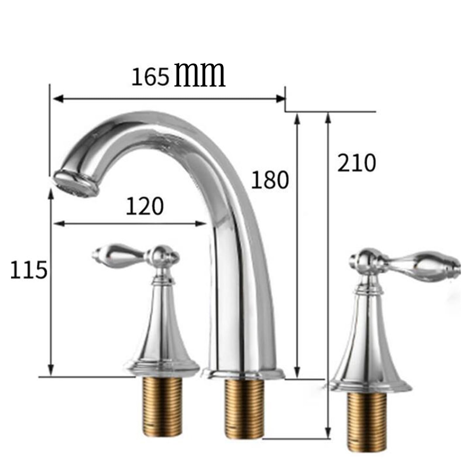Grifo Lavabo 3 Orificios, Grifo de Lavabo 3 Orificios Cromo Grifería de Baño Agua Fría y Caliente Bimando Latón Griferia Lavabo-Cromo