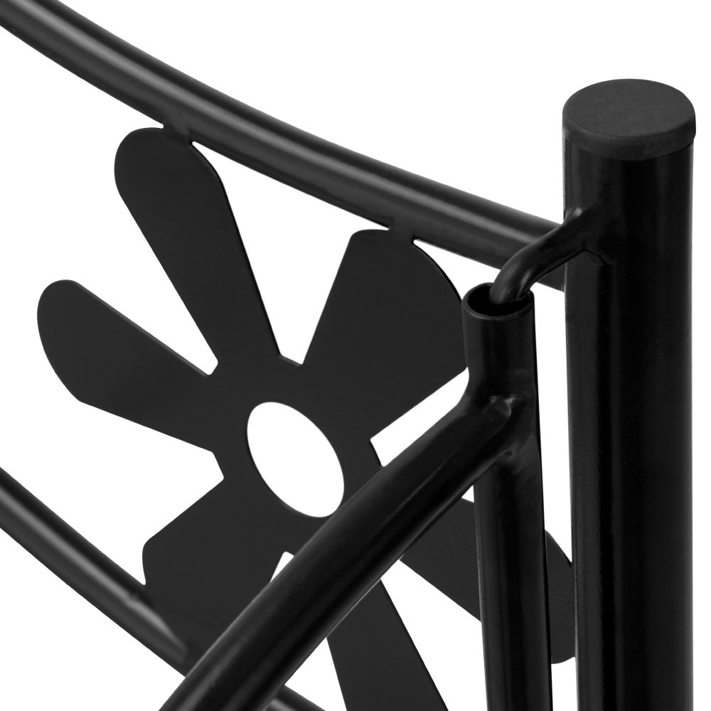 Deuba® Blumenständer 2 Etagen Metall Schwarz Pflanzenständer Indoor Outdoor Blumenregal Balkon Pflanzenregal Gummifüße Garten Blumenbank Blumenhocker